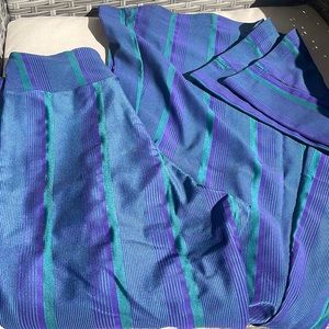 CCM low waist purple and green striped flare pants
